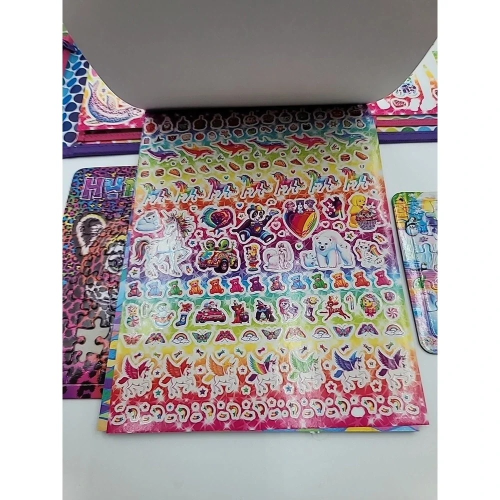 2022 Lisa Frank Tri-fold Case Puzzles Stickers Coloring Book Set‎ Lot